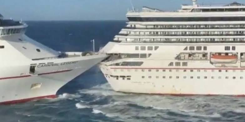 cruise ships crash into each other